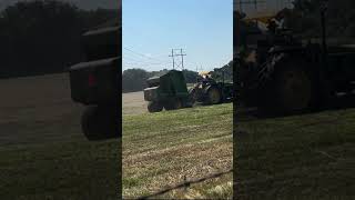 Amish Baling Hay Amish deere baling hay farming walkerfarmfam [upl. by Cornia99]