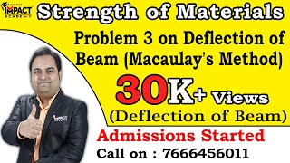 Problem 3 on Deflection of Beam Macaulays Method  Deflection of Beam  Strength of Materials [upl. by Nniuq221]