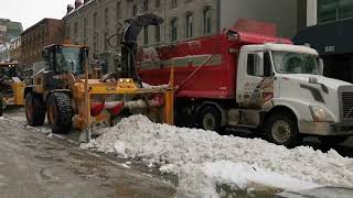 Huge Snow Removal Operation in VilleMarie Montreal [upl. by Dorrehs]