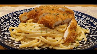 Alfredo Pasta With Crispy Chicken  الفریډو پاسټا مزیدار چرګ سره [upl. by Terryl]