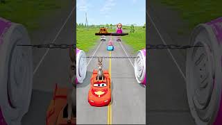 Funny Cars amp Strange Cars VS Two Bollard Barbie and GIANT Chain  BeamNGdrive [upl. by Itsirc]