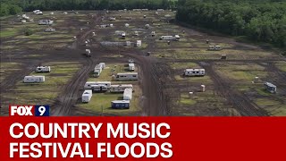 Winstock Festival flood and mud drone view and interviews [upl. by Furlani]