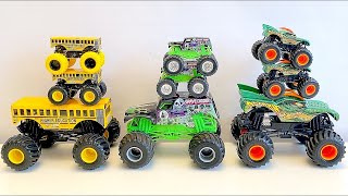 MONSTER JAM SMASH amp CRASH  GRAVE DIGGER  HIGHER EDUCATION  HOT WHEELS MONSTER TRUCKS  DRAGON [upl. by Don56]