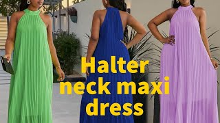 How to cut and sew a halter neck maxi dressmaxi dresshalter neckEasy beginner’s friendly tutorial [upl. by Lettie]