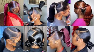 New amp Latest Sleek Ponytail Hairstyles For Black Women 2023  Cute [upl. by Froemming]