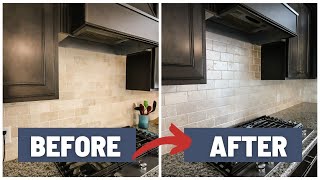 How to paint a travertine stone tile kitchen backsplash [upl. by Michon956]