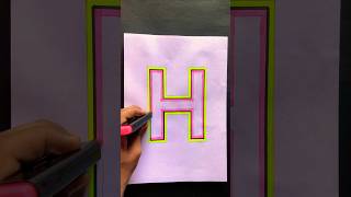 H letter with Nion colour painting 🩷🧡trending viralvideo trending trendingshorts viralshorts [upl. by Anny]