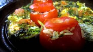 tajine poisson au tomate farcis طاجين السمك بالطماطم معمرة fish tagine stuffed tomato [upl. by Ancilin]