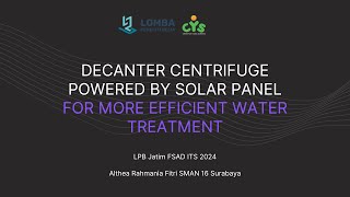 Decanter Centrifuge Powered by Solar Panel for more Efficient Water TreatmentAlthea R FP [upl. by Sordnaxela]