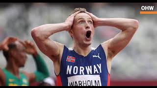 Karsten Warholm  Karsten Warholm wins mens 400m hurdles final  World Record time of 4594 [upl. by Roselia237]