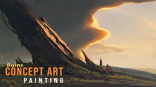 Ruins Concept Art Digital Painting Process [upl. by Sobel]