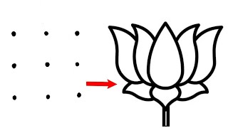 How to draw Lotus flower from 9 dots  Easy Lotus flower drawing  dots drawing [upl. by Neveda665]