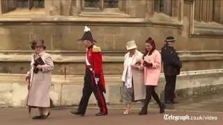 The Queen attends Easter Sunday service at Windsor Castle [upl. by Jerrylee921]