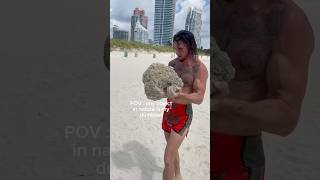 30 KG Rock Farmer Carry 🪨 beach health gym fitness training rock walk boxing train life [upl. by Namzzaj]