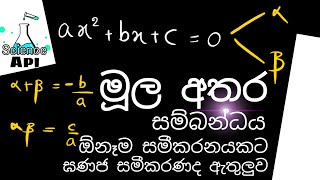 Wargaja samikarana  සමීකරන වල මූල අතර සම්බන්දයන්  vietas formulas  Science api [upl. by Herzen]