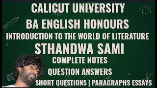 Sthandwa Sami  Question Answers  Notes  BA English 1st Semester  Calicut University [upl. by Aljan32]