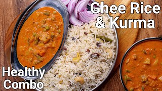 Ghee Rice amp Red Coloured Veg Kurma Combo Meal Recipe  Wedding Catering Style  Nei Choru Kurma [upl. by Kloman237]