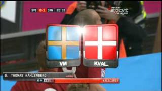 Sweden vs Denmark FIFAUEFA World Cup 2010 Qualifiers  1st goal [upl. by Derag268]