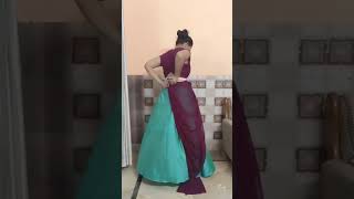 gown style saree draping sareedrapingyoutubeshorts ytshorts [upl. by Moffitt]