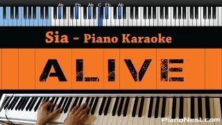 Sia  Alive  Lower Key Piano Karaoke  Sing Along  Cover with Lyrics [upl. by Raknahs990]