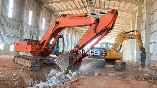 JCB 205 vs TATA 330 Excavator Rock Breaking and Loading Old Truck for Rubber Gloves Factory [upl. by Naened]