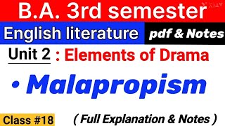 malapropism  malapropism in english  elements of drama ba 3rd semester  unit 2 elements of drama [upl. by Pergrim704]