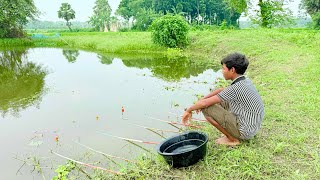 Nicely Hook Fishing 2024💥✅Little Boy Hunting Fish By Fish Hook From Beautiful Nature🎣🐬 [upl. by Liemaj]