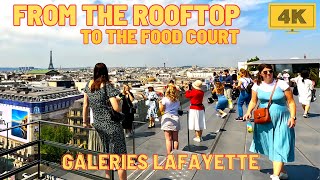 Tour in PARIS Rooftop Food Court in Galeries Lafayette 4K Walk in 2023 [upl. by Neicul]