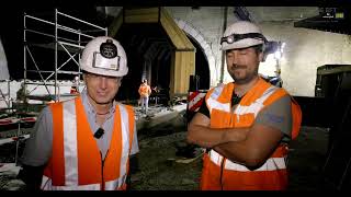 Baustelle Erneuerung Tunnel Fachingen  Vorbereitungen des Vortriebs  Einheben der Schutzeinhausung [upl. by Trebornhoj]