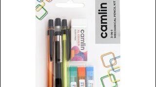 CAMLIN MECHANICAL PENCIL KIT  UNBOXING  3 PENCILS 3 LEAD TUBES AND ERASER [upl. by Jaquelyn]