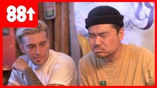 Dumbfoundead and Getter Eat Silkworm Larvae  Food Trip w Chris Oh [upl. by Illil]