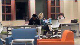 Blasting INAPPROPRIATE songs in library prank College Edition [upl. by Alaek]