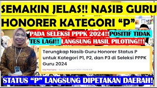 🔴SEMAKIN JELAS❗❗ NASIB GURU HONORER KATEGORI quotPquot PADA SELEKSI PPPK 2024❗❗ ATURAN PILOTING DAERAH❓❓ [upl. by Kcirad]