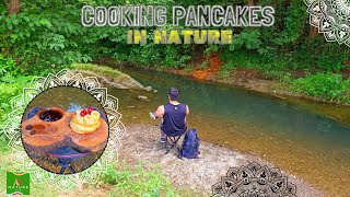 COOKING PANCAKES in NATURE 🥞🍒🍌 [upl. by Animsay370]