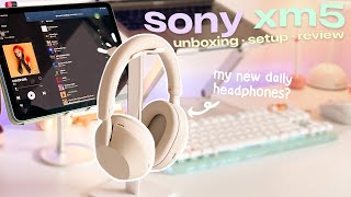 my aesthetic headphones 🎧 sony wh1000xm5 unboxing  review i’m in love [upl. by Esidnac889]