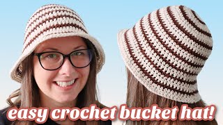 Striped Crochet Bucket Hat Pattern [upl. by Elodea]