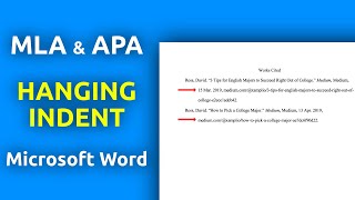 How to Make a Hanging Indent in Word APA MLA etc [upl. by Wichman]