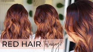 Red Hair Balayage  How to do a Foilayage while Covering Gray on a Redhead easy tutorial [upl. by Ardnuaed]