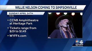 Music legend Willie Nelson coming to Simpsonville amphitheatre [upl. by Adair]