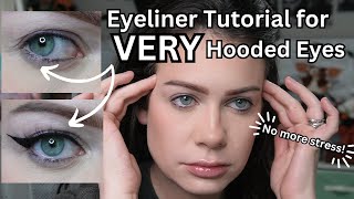 How to Apply Eyeliner on VERY Hooded Eyes [upl. by Odla]