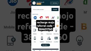 recharge mojo referral code shorts [upl. by Oruntha]