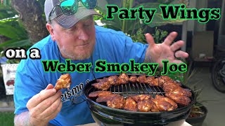 Best chicken wings recipe smoked on a small charcoal grill Smokey Joe [upl. by Steve]