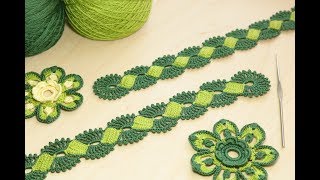 Ленточное кружево вязание крючком Crochet Lace Braid Ribbon Tape Tutorial [upl. by Mir844]