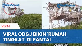 Viral ODGJ Bikin Rumah Tingkat di Pantai Ambruk Diterjang Angin Kencang [upl. by Aikenahs352]