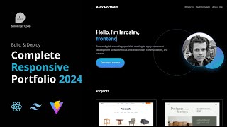 React JS projects  Complete responsive portfolio website build with Tailwind CSS  2024 [upl. by Atiekram]