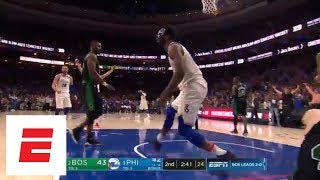 Ben Simmons assists Joel Embiid on massive dunk over Aron Baynes  ESPN [upl. by Vivle]