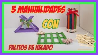 3 manualidades super faciles con palitos de helado [upl. by Anier]