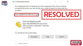 Interrupted Action Error 0X80010135 Path Too Long windows10 windows11 fix error win32 [upl. by Ecirtemed757]