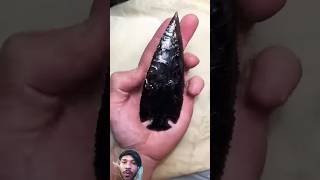 shorts Making an Obsidian Spearhead survival obsidian handmade knife bushcraft [upl. by Lihkin589]