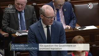 Deputy Simon Coveney  Questions on Promised Legislation  20092018 [upl. by Rinee]